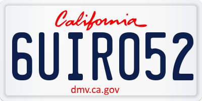 CA license plate 6UIR052