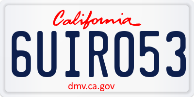 CA license plate 6UIR053