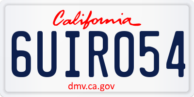 CA license plate 6UIR054