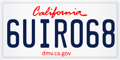 CA license plate 6UIR068