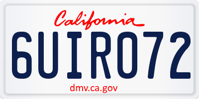 CA license plate 6UIR072