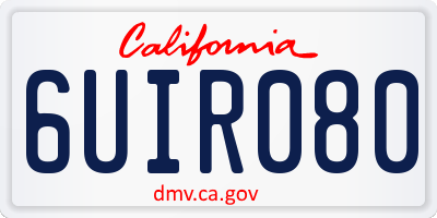 CA license plate 6UIR080