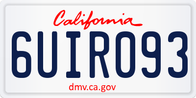 CA license plate 6UIR093