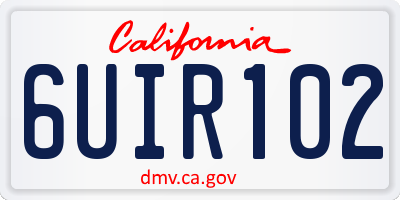 CA license plate 6UIR102