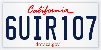 CA license plate 6UIR107