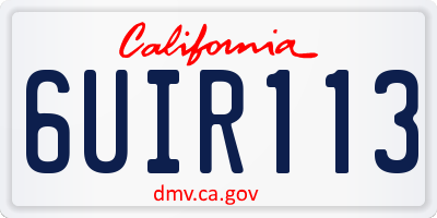 CA license plate 6UIR113