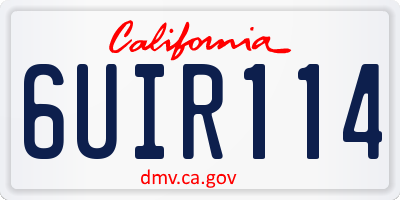 CA license plate 6UIR114