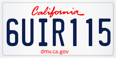 CA license plate 6UIR115