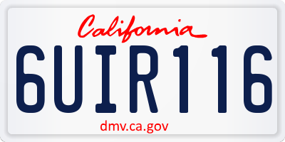 CA license plate 6UIR116
