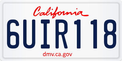 CA license plate 6UIR118