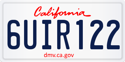 CA license plate 6UIR122