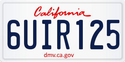 CA license plate 6UIR125