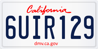 CA license plate 6UIR129