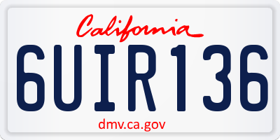 CA license plate 6UIR136