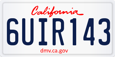 CA license plate 6UIR143