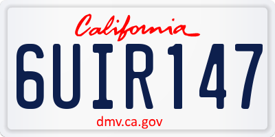 CA license plate 6UIR147