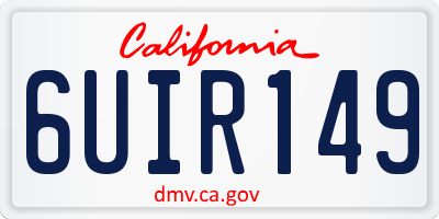 CA license plate 6UIR149