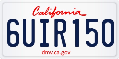 CA license plate 6UIR150