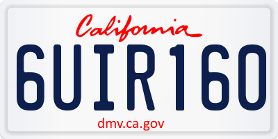 CA license plate 6UIR160