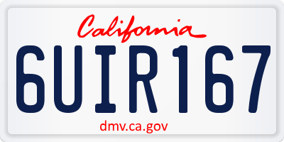 CA license plate 6UIR167