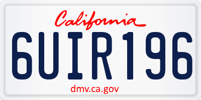 CA license plate 6UIR196