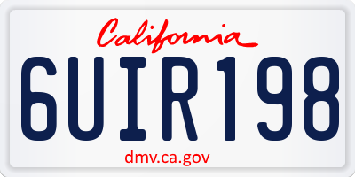 CA license plate 6UIR198