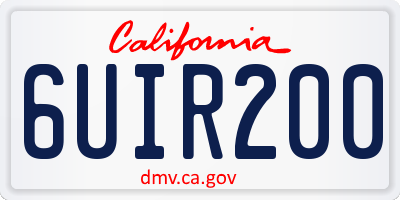 CA license plate 6UIR200
