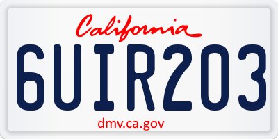 CA license plate 6UIR203