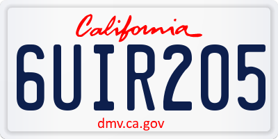 CA license plate 6UIR205