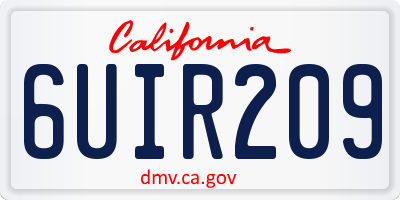 CA license plate 6UIR209