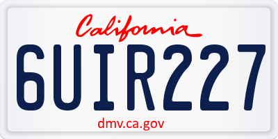CA license plate 6UIR227