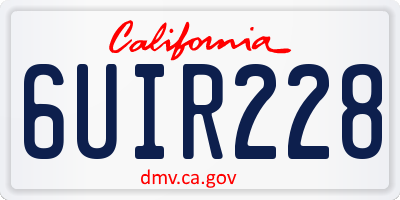 CA license plate 6UIR228