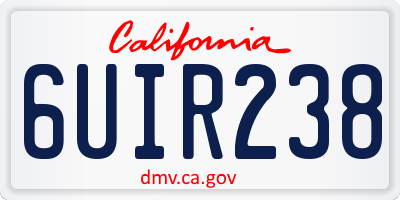 CA license plate 6UIR238