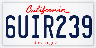 CA license plate 6UIR239