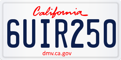 CA license plate 6UIR250