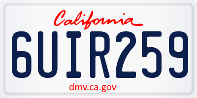CA license plate 6UIR259