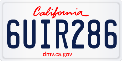 CA license plate 6UIR286