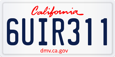 CA license plate 6UIR311