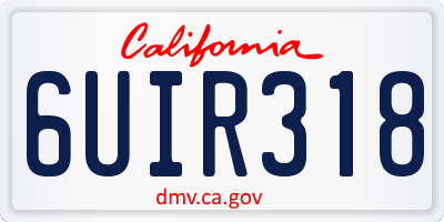 CA license plate 6UIR318