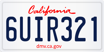 CA license plate 6UIR321
