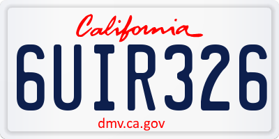 CA license plate 6UIR326