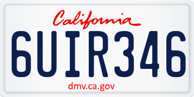 CA license plate 6UIR346