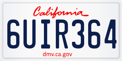 CA license plate 6UIR364