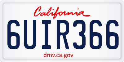 CA license plate 6UIR366