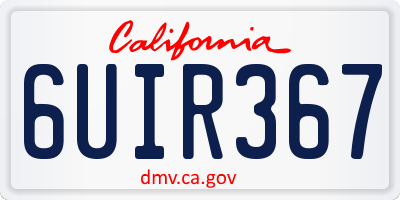 CA license plate 6UIR367