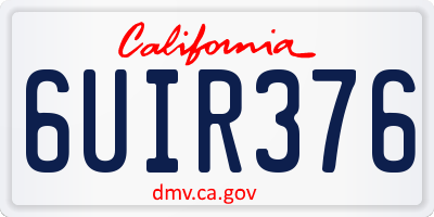 CA license plate 6UIR376