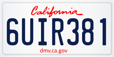 CA license plate 6UIR381