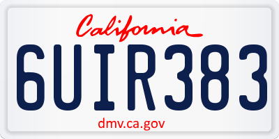 CA license plate 6UIR383