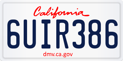 CA license plate 6UIR386