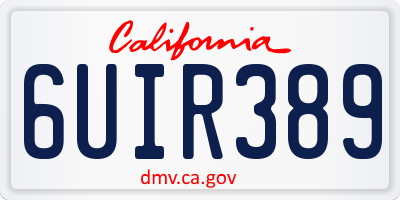 CA license plate 6UIR389